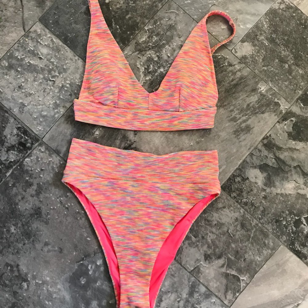 Aerie hot pink & rainbow bathing suit!